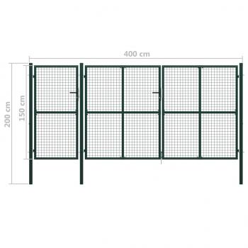 Gartentor Stahl 400 x 150 cm Grün