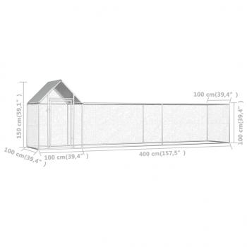 Hühnerstall 5x1x1,5 m Verzinkter Stahl