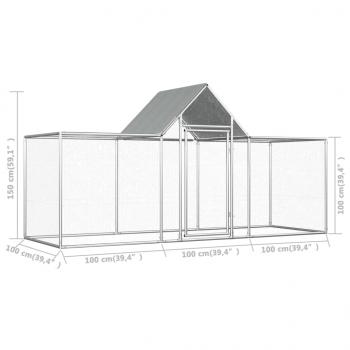 Hühnerstall 3x1x1,5 m Verzinkter Stahl