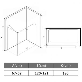 Badewannenaufsatz 2-fach Faltbar ESG 120x68x130 cm 