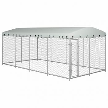 ARDEBO.de - Outdoor-Hundezwinger mit Überdachung 7,6x3,8x2,3 m