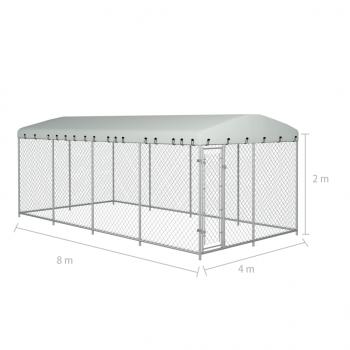 Outdoor-Hundezwinger mit Überdachung 7,6x3,8x2,3 m