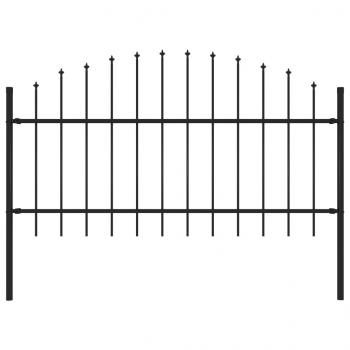 ARDEBO.de - Gartenzaun mit Speerspitzen Stahl (1 - 1,25) x 1,7 m Schwarz