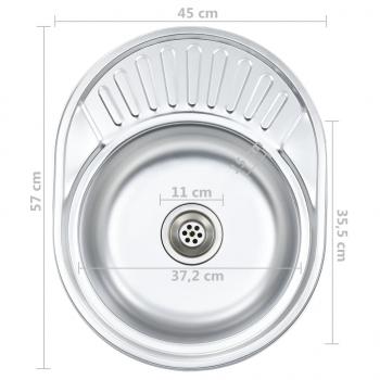 Einbauspüle mit Sieb und Siphon Oval Edelstahl