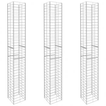 Gabionenkörbe 3 Stk. Verzinkter Stahl 25 x 25 x 197 cm