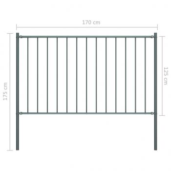 Zaunfeld mit Pfosten Pulverbeschichteter Stahl 1,7 x 1,25 m