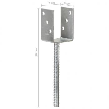 Pfostenträger 6 Stk. Silbern 7×6×30 cm Verzinkter Stahl