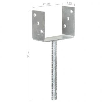 Pfostenträger 6 Stk. Silbern 12×6×30 cm Verzinkter Stahl