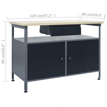 Werkbank Schwarz 120x60x85 cm Stahl