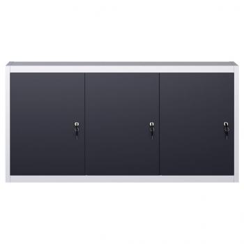 Wand-Werkzeugschrank Industriedesign Metall Grau und Schwarz