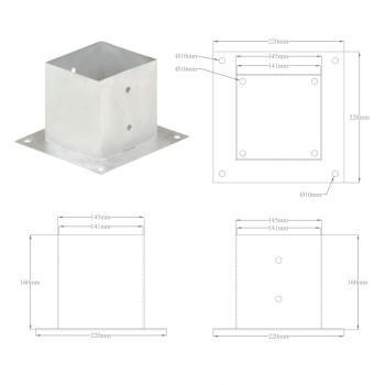 Pfostenanker 4 Stk. Verzinktes Metall 141 mm