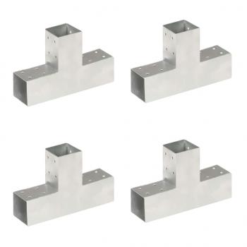 ARDEBO.de - Pfostenverbinder 4 Stk. T-Form Verzinktes Metall 71 x 71 mm