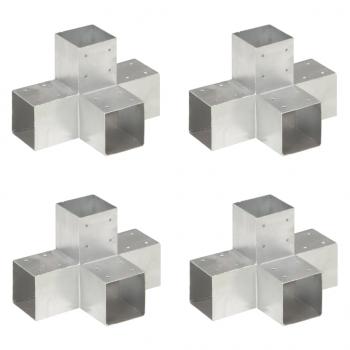 ARDEBO.de - Pfostenverbinder 4 Stk. X-Form Verzinktes Metall 91 x 91 mm