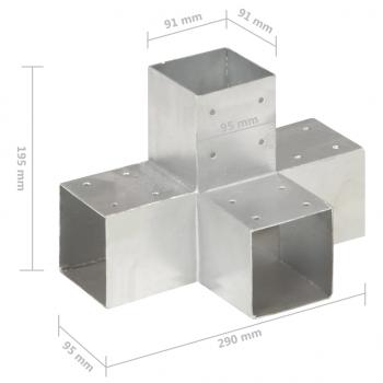 Pfostenverbinder 4 Stk. X-Form Verzinktes Metall 91 x 91 mm