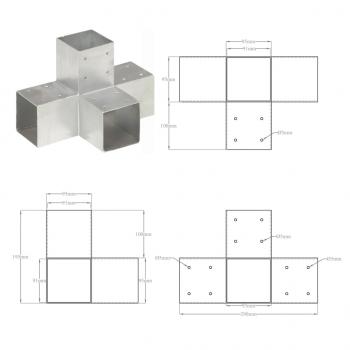 Pfostenverbinder 4 Stk. X-Form Verzinktes Metall 91 x 91 mm