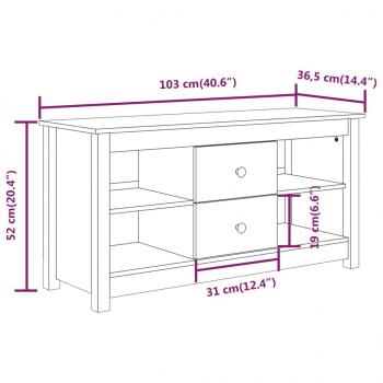 TV-Schrank 103x36,5x52 cm Massivholz Kiefer