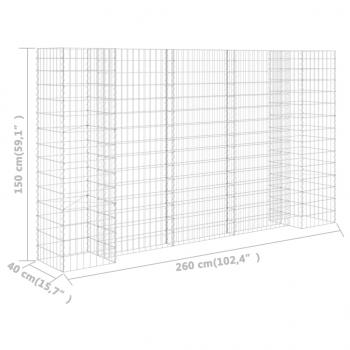 H-förmiger Gabionen-Pflanzkorb Stahldraht 260x40x150 cm  