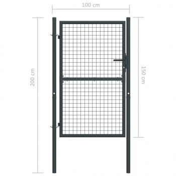 Mesh-Gartentor Verzinkter Stahl 100 x 200 cm Grau