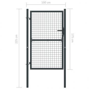 Mesh-Gartentor Verzinkter Stahl 100 x 225 cm Grau