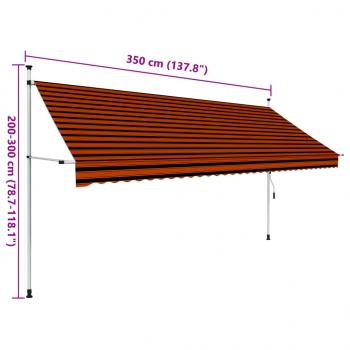 Einziehbare Markise Handbetrieben 350 cm Orange und Braun