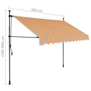 Einziehbare Markise Handbetrieben mit LED 300 cm Gelb und Blau