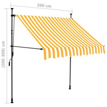 Einziehbare Markise Handbetrieben mit LED 200 cm Weiß Orange