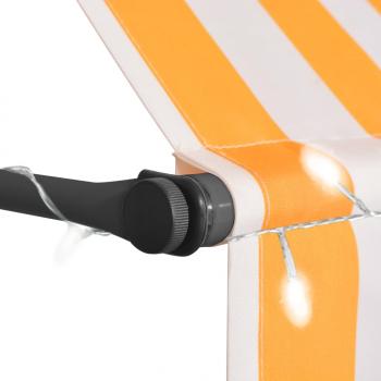 Einziehbare Markise Handbetrieben mit LED 300 cm Weiß Orange