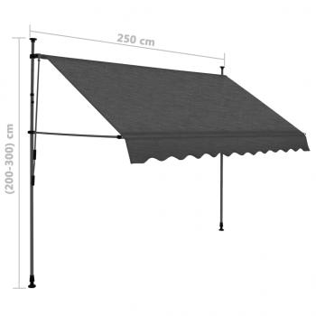 Einziehbare Markise Handbetrieben mit LED 250 cm Anthrazit