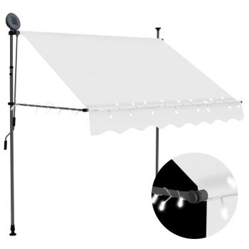 ARDEBO.de - Einziehbare Markise Handbetrieben mit LED 150 cm Creme