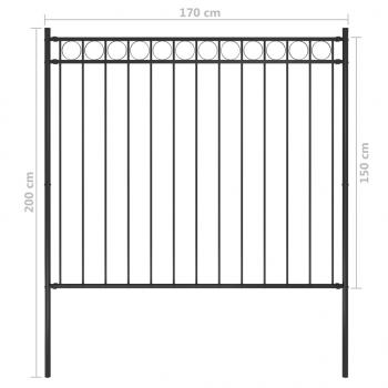 Gartenzaun Stahl 1,7x1,5 m Schwarz