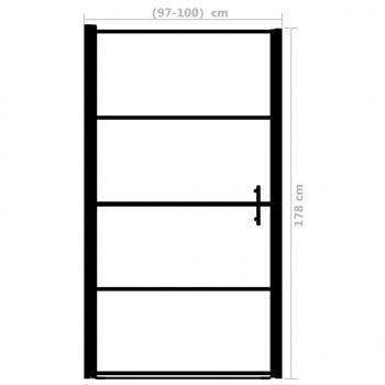 Duschtür Mattes Hartglas 100x178 cm Schwarz