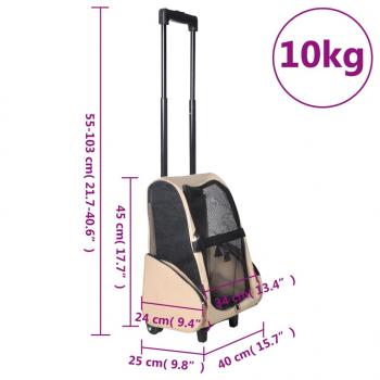 Trolley für Haustiere 3-in-1 Faltbar Beige