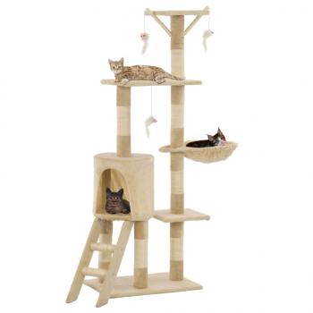 ARDEBO.de - Katzen-Kratzbaum mit Sisal-Säulen 138 cm Beige