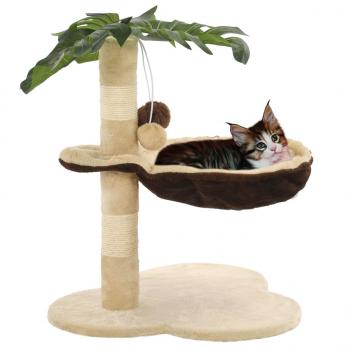 ARDEBO.de - Katzen-Kratzbaum mit Sisal-Kratzstange 50 cm Beige und Braun