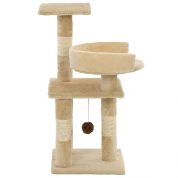 Katzen-Kratzbaum mit Sisal-Kratzsäulen 65 cm Beige