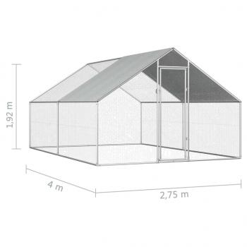 Outdoor-Hühnerkäfig 2,75x4x1,92 m Verzinkter Stahl  