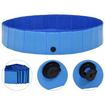 ARDEBO.de - Hundepool Faltbar Blau 160 x 30 cm PVC