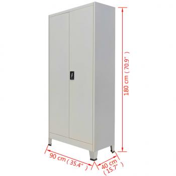 Büroschrank mit 2 Türen Stahl 90x40x180 cm Grau