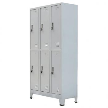 ARDEBO.de - Schließfachschrank mit 6 Fächern Stahl 90x45x180 cm Grau 