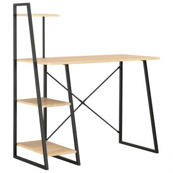 ARDEBO.de - Schreibtisch mit Regaleinheit Schwarz und Eiche 102×50×117 cm