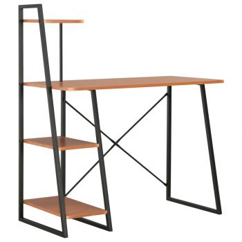 ARDEBO.de - Schreibtisch mit Regaleinheit Schwarz und Eiche 102×50×117 cm