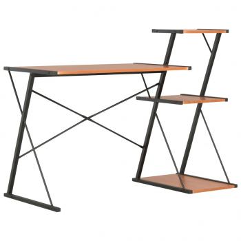 ARDEBO.de - Schreibtisch mit Regal Schwarz und Braun 116×50×93 cm