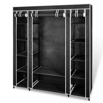 ARDEBO.de - Stoffschrank mit Fächern Kleiderstangen 45×150×176 cm Schwarz  