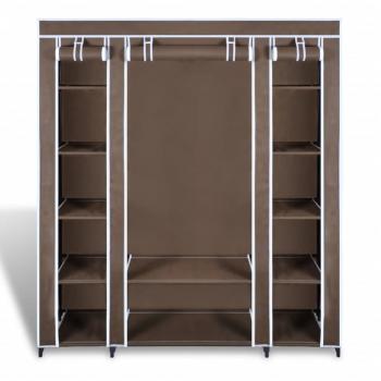 Stoffschrank mit Fächern und Stangen 45×150×176 cm Braun  