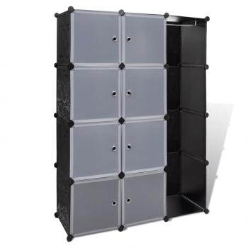 Modularer Schrank mit 9 Fächern 37×115×150 cm Schwarz und Weiß 