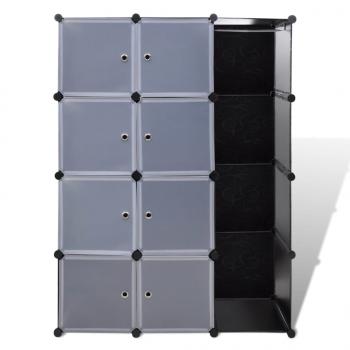 Modularer Schrank mit 9 Fächern 37×115×150 cm Schwarz und Weiß 