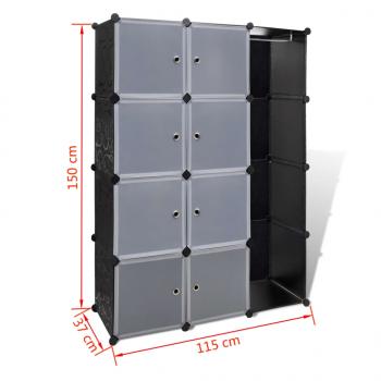 Modularer Schrank mit 9 Fächern 37×115×150 cm Schwarz und Weiß 