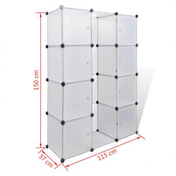 Modularer Schrank mit 9 Fächern 37x115x150 cm Weiß 