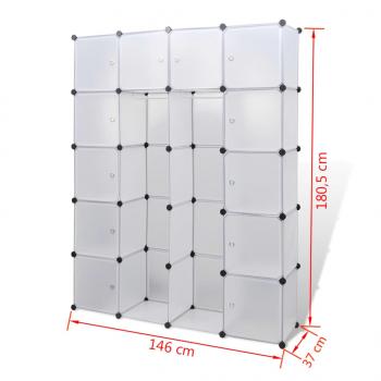 Modularer Schrank mit 14 Fächern Weiß 37x146x180,5 cm