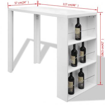 Bartisch mit Weinregal MDF Hochglanz Weiß 